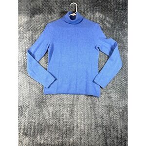 Lord & Taylor Cashmere Sweater Womens Small Blue Soft Knit Turtleneck Outerwear